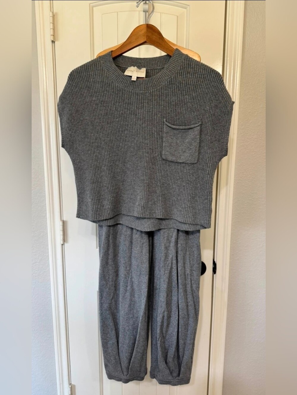 Sage + Stone Ribbed Knit Two-Piece Set in Heather Gray Sz M